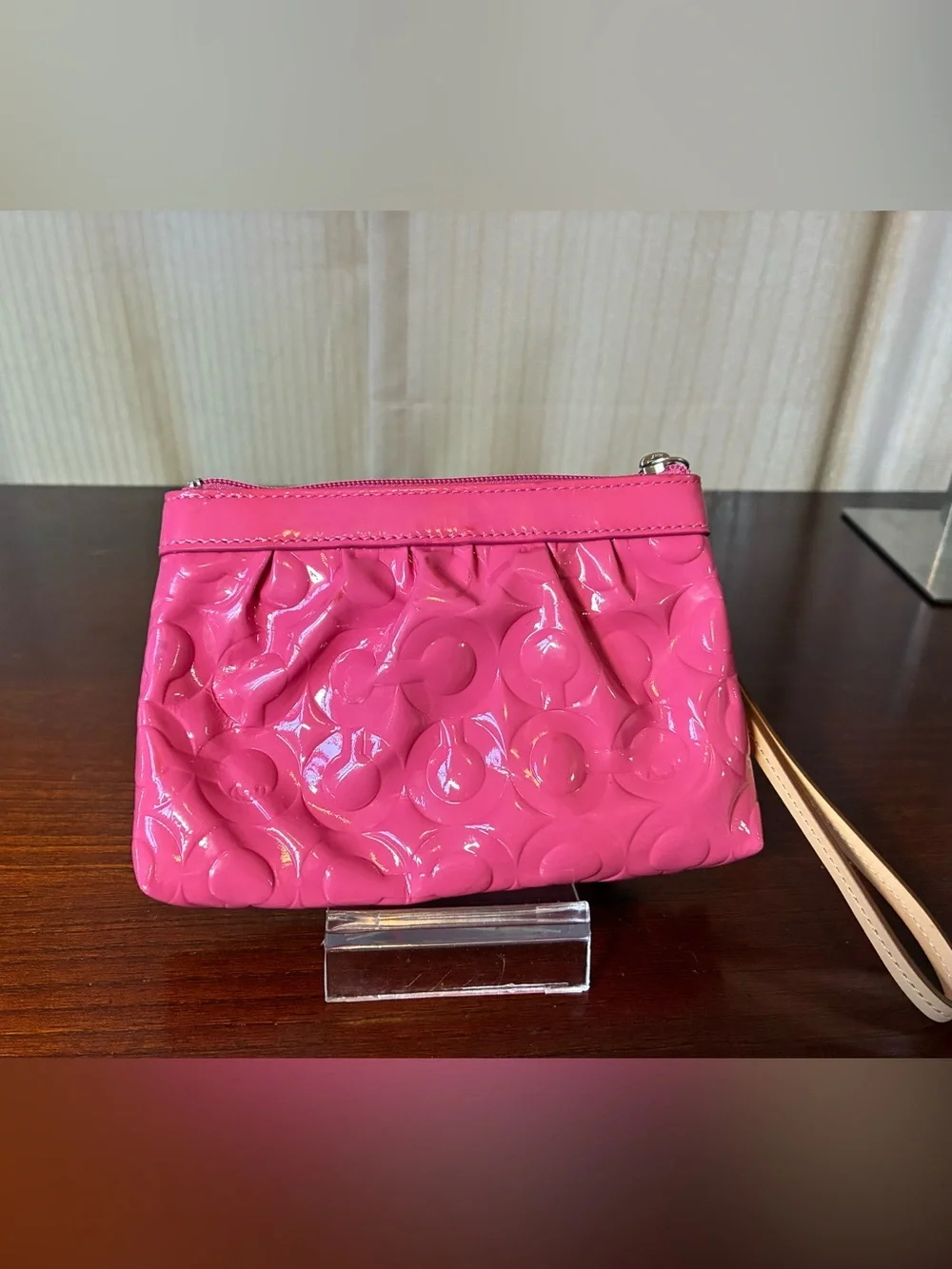 Coach Pink Patent Signature Wristlet Clutch NWT